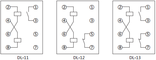 DL-12電流繼電器內(nèi)部接線及外引接線圖(背視圖)