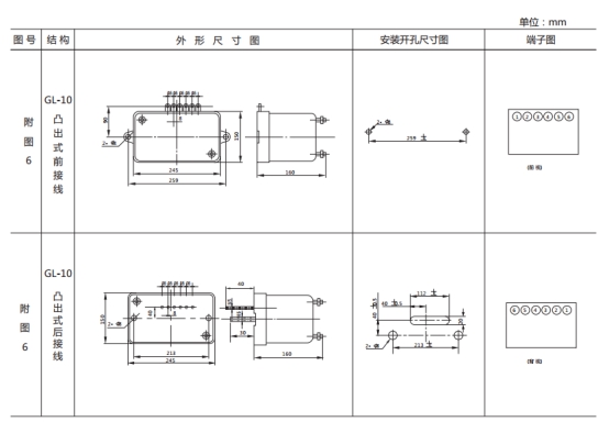 GL-17過(guò)流繼電器外形結(jié)構(gòu)及安裝尺寸圖片