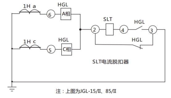 JGL-14/Ⅱ二相靜態(tài)反時限過流繼電器典型應(yīng)用接線圖