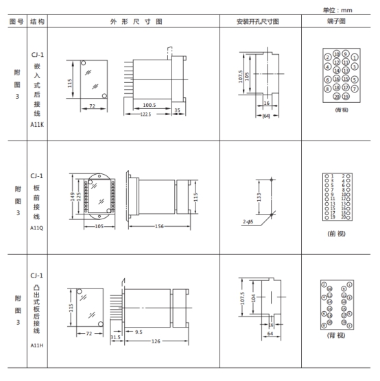 JL8-32集成電路電流繼電器繼電器外形尺寸及開(kāi)孔尺寸