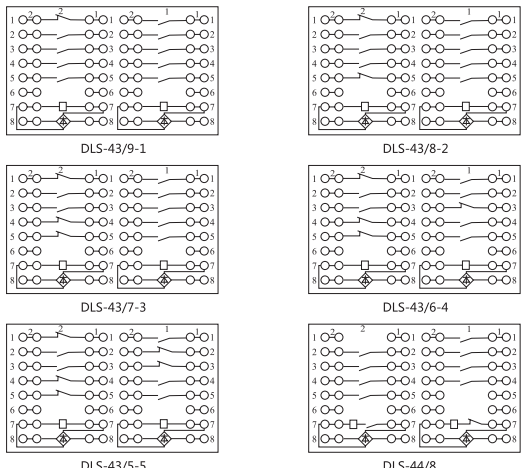 DLS-44/8雙位置繼電器內(nèi)部連接線圖片2