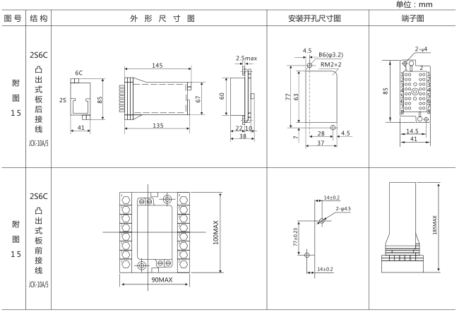 DZZ-19組合中間繼電器外形及安裝尺寸圖片