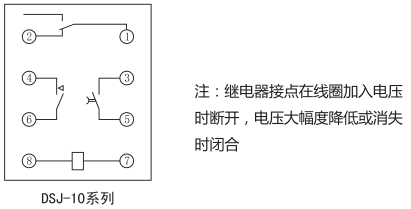 DSJ-11斷電延時時間繼電器內(nèi)部接線及外引接線圖(背視圖)圖片