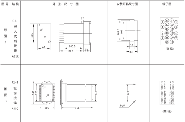 HJS(ZSJ)-20直流斷電延時(shí)繼電器外形及開孔尺寸圖片三