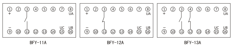 BFY-11A負序電壓繼電器內(nèi)部接線及外引接線圖