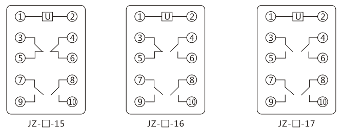 JZY（J)-412靜態(tài)中間繼電器內(nèi)部接線圖及外引接線圖