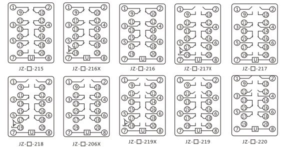 JZY（J)-39靜態(tài)中間繼電器內(nèi)部接線(xiàn)圖及外引接線(xiàn)圖