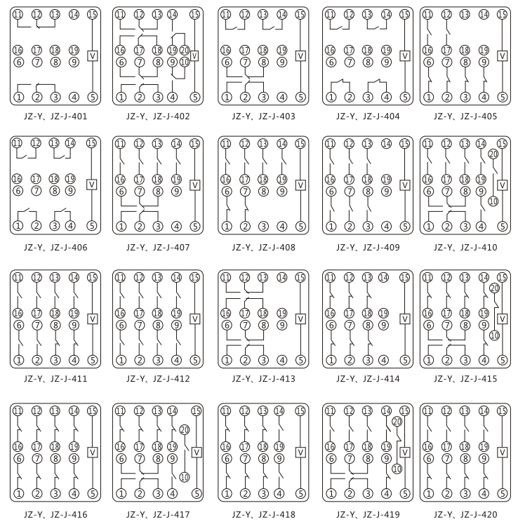 JZY（J)-415靜態(tài)中間繼電器內部接線圖及外引接線圖
