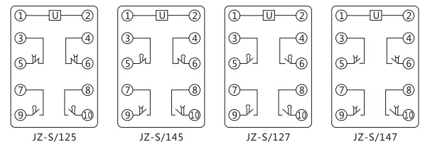 JZ-S/243靜態(tài)可調(diào)延時(shí)中間繼電器內(nèi)部接線圖及外引接線圖