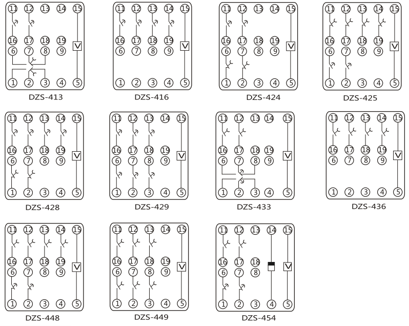 DZY（J)-420中間繼電器內(nèi)部端子外引接線圖(正視)