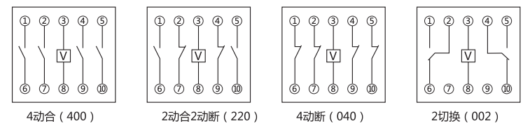 JY-16A中間繼電器內部接線圖及外引接線圖