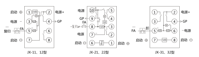 JX-22靜態(tài)信號繼電器內部接線及外部引線圖